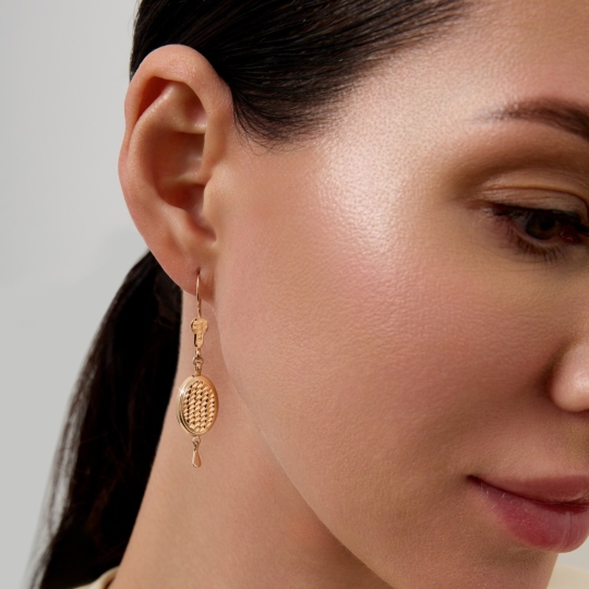 Серьги из лимонного золота с фианитами