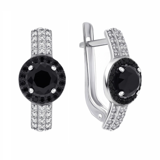 Серьги из серебра с аметистами и фианитами