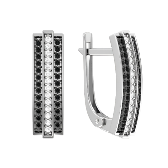 Серьги из серебра с фианитами