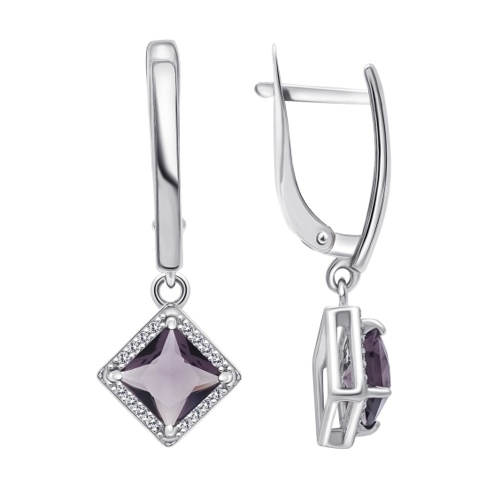 Серьги из серебра с фианитами