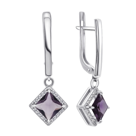 Серьги из серебра с фианитами