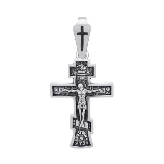 Подвеска-крест из серебра с чернением