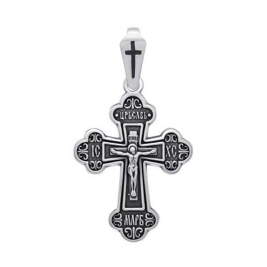 Подвеска-крест из серебра с чернением
