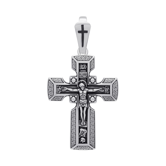 Подвеска-крест из серебра с чернением