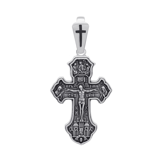 Подвеска-крест из серебра с чернением