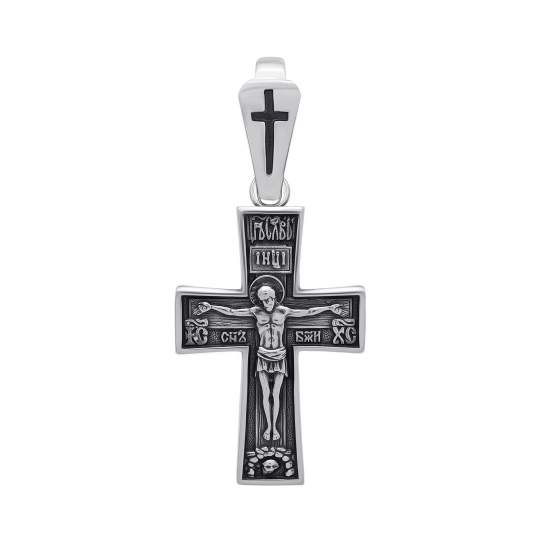 Подвеска-крест из серебра с чернением