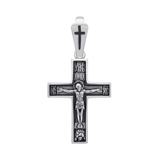 Подвеска-крест из серебра с чернением