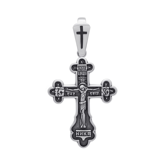 Подвеска-крест из серебра с чернением