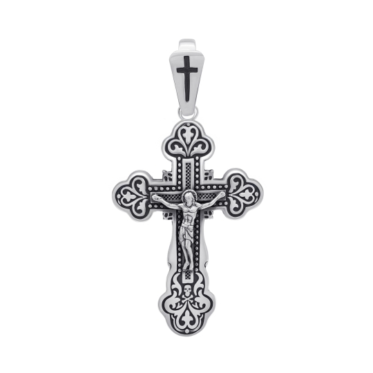 Подвеска-крест из серебра с чернением