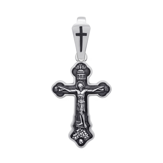 Подвеска-крест из серебра с бриллиантом