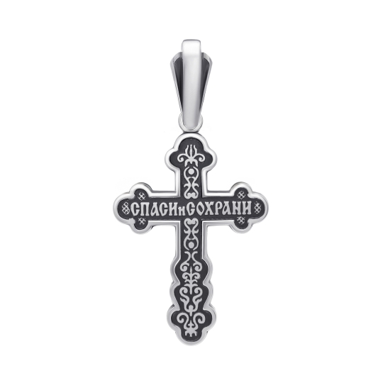 Подвеска-крест из серебра с чернением