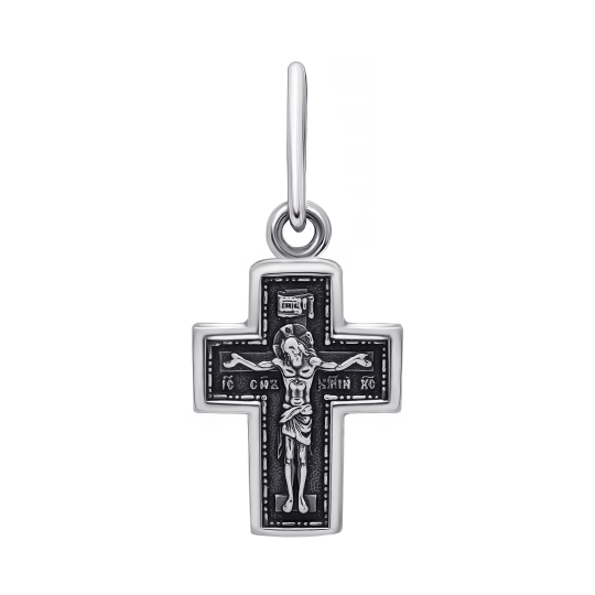 Подвеска-крест из серебра с чернением