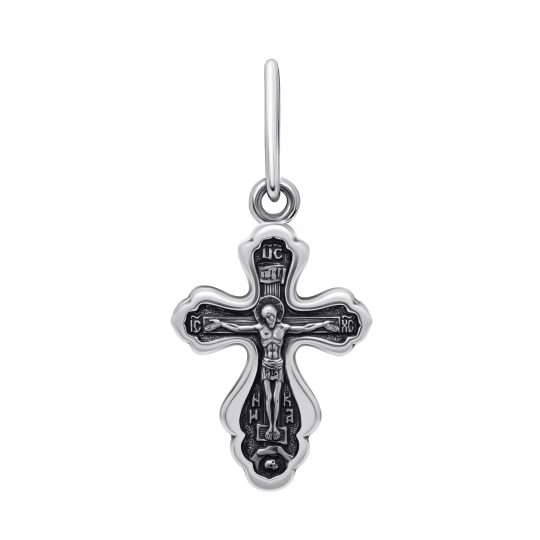 Подвеска-крест из серебра с чернением