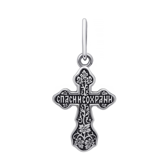 Подвеска-крест из серебра с чернением