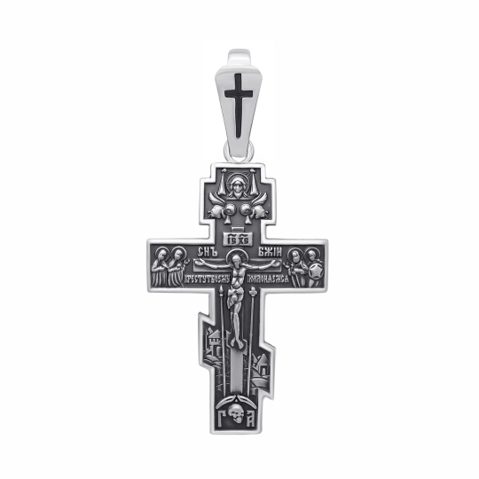 Подвеска-крест из серебра с чернением