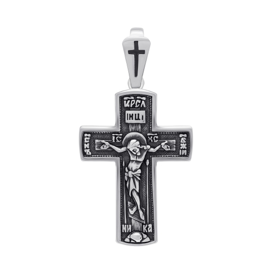 Подвеска-крест из серебра с чернением