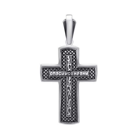 Подвеска-крест из серебра с чернением