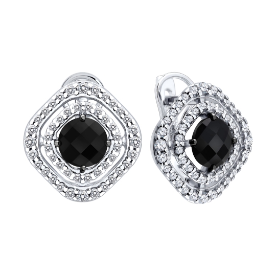 Серьги из серебра с ситаллами и фианитами