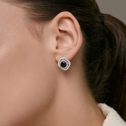 Серьги из серебра с ситаллами и фианитами