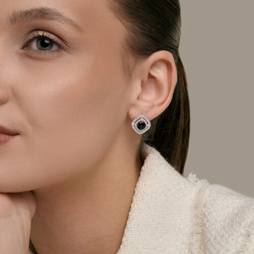 Серьги из серебра с ситаллами и фианитами