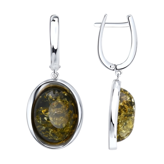 Серьги из серебра с янтарем