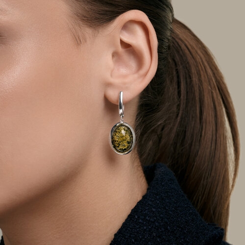 Серьги из серебра с янтарем