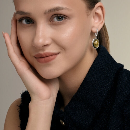 Серьги из серебра с янтарем