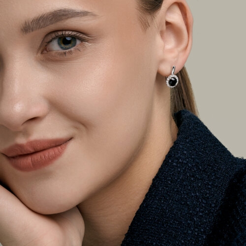 Серьги из серебра с фианитами