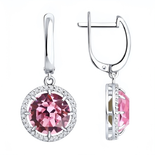 Серьги из серебра с фианитами