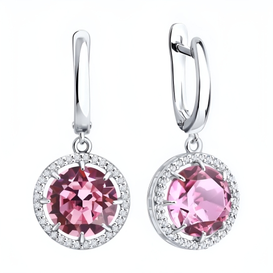 Серьги из серебра с фианитами