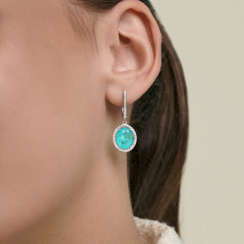 Серьги из серебра с позолотой и фианитами