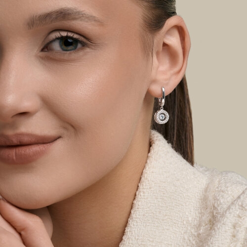 Колье из серебра с бриллианитом и фианитами