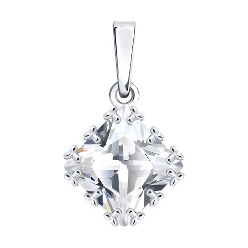 Подвеска из серебра с жемчугом и фианитами