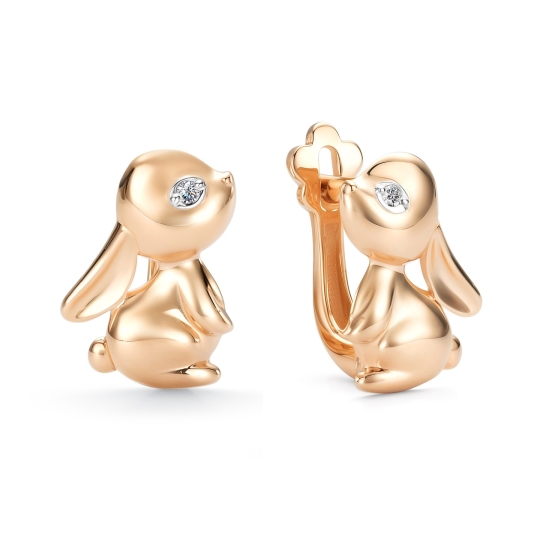 Серьги из золота с топазами и фианитами