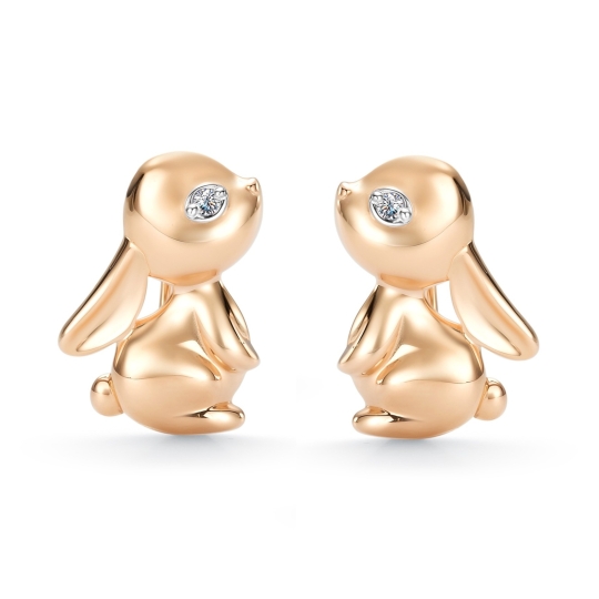 Серьги из золота с топазами и фианитами