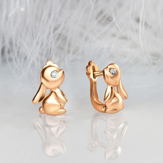 Серьги из золота с топазами и фианитами