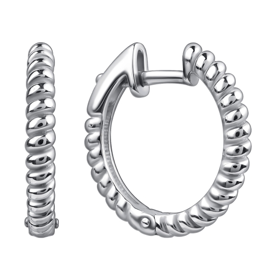 Серьги из серебра с позолотой и фианитами