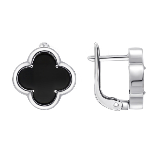 Браслет из серебра с ониксами и перламутром