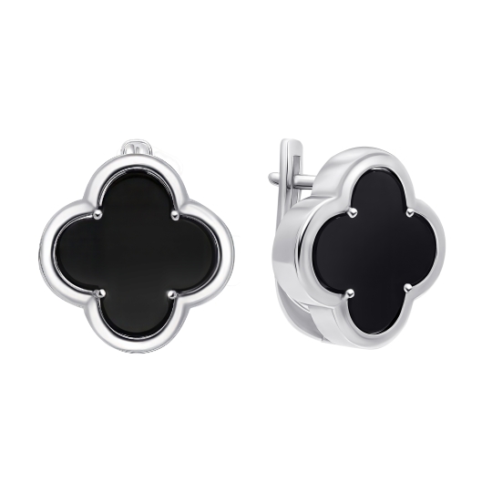 Браслет из серебра с ониксами и перламутром