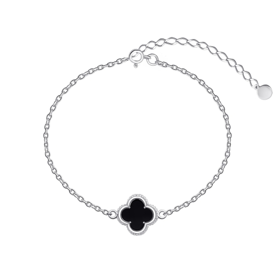 Браслет из серебра с ониксами и перламутром