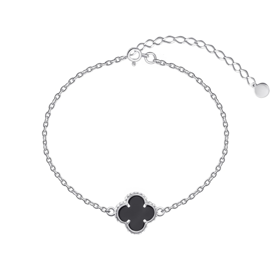 Браслет из серебра с ониксами и перламутром