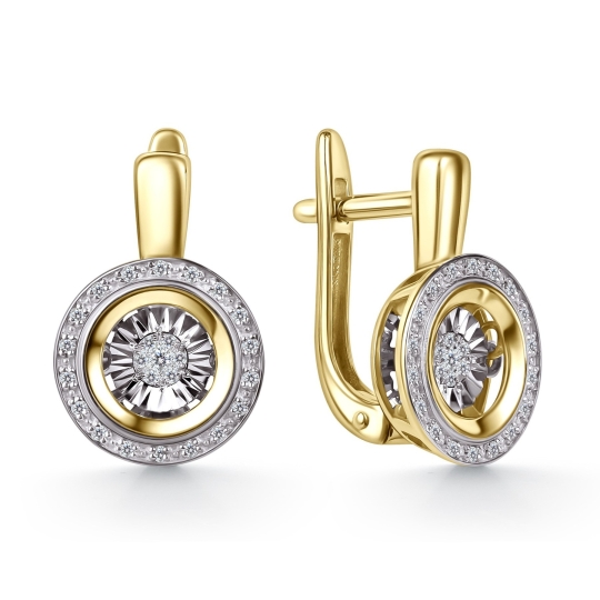 Кольцо из лимонного золота с бриллиантами и "танцующим" бриллиантом