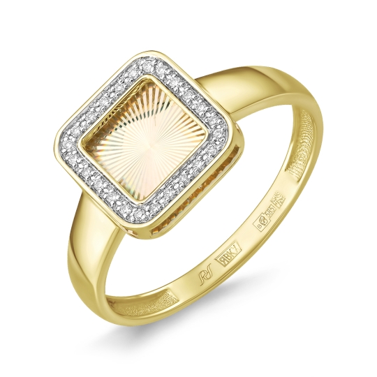 Серьги из лимонного золота с алмазной гранью и бриллиантами