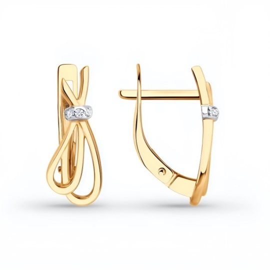 Серьги из золота с турмалинами и фианитами