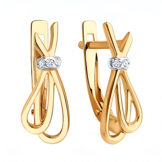 Серьги из золота с турмалинами и фианитами