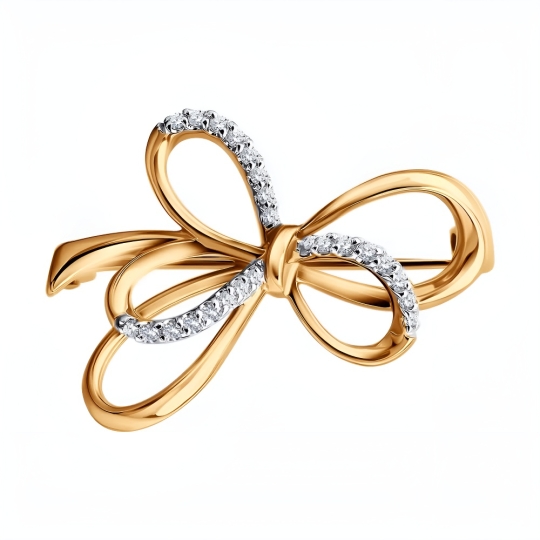 Брошь из золота с гранатом и топазами