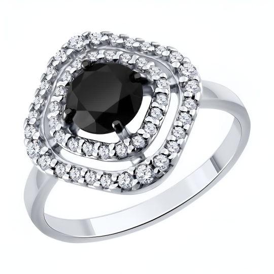 Кольцо из серебра с позолотой и фианитами