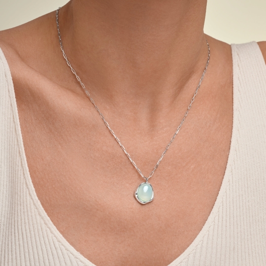 Колье-леска со вставками из серебра