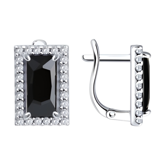 Серьги из серебра с эмалью и фианитами