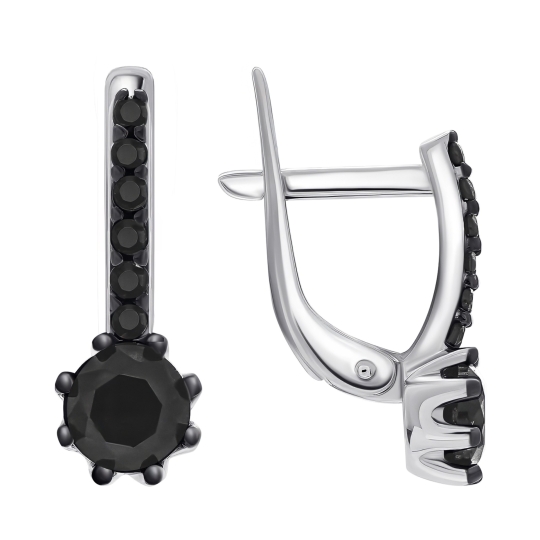 Серьги из серебра с гранатами и фианитами